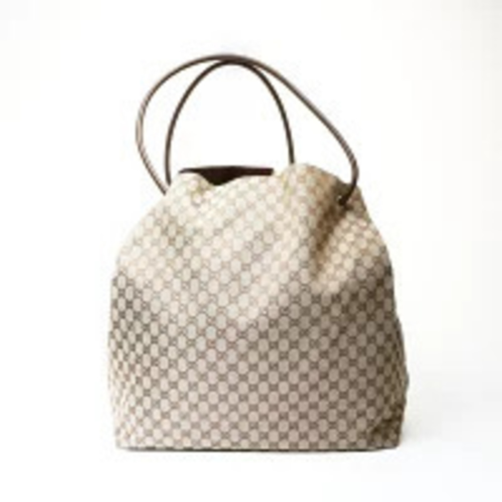 Gucci Canvas Brown Tote Shoulder Bag GG